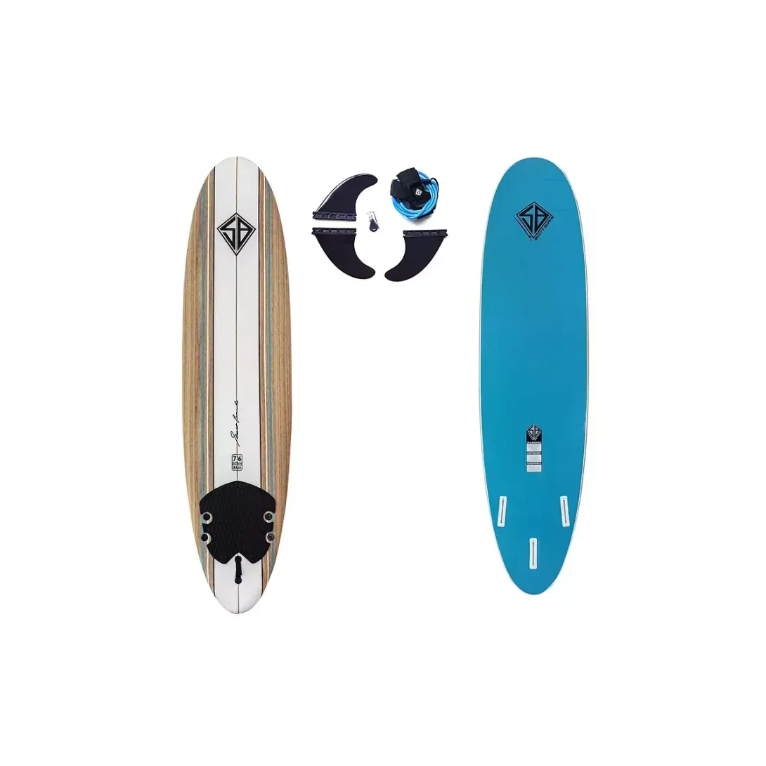 SCOTT BURKE MALIBU 7'6" SOFTBOARD, SQUARE TAIL, LEASH & LONGHERONI
