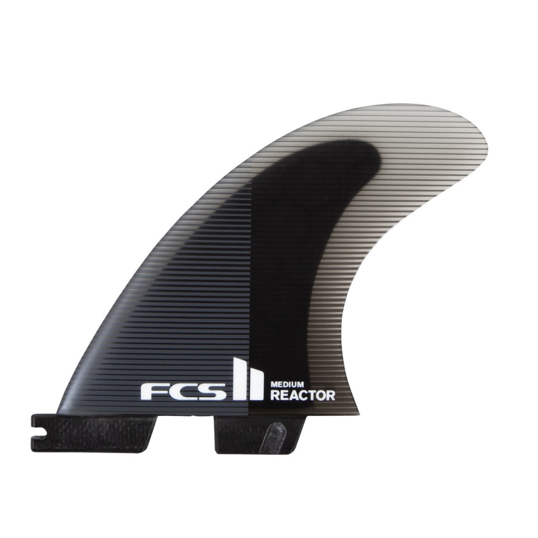 FCS II REACTOR PC LARGE CHARCOAL/BLACK TRI FINS