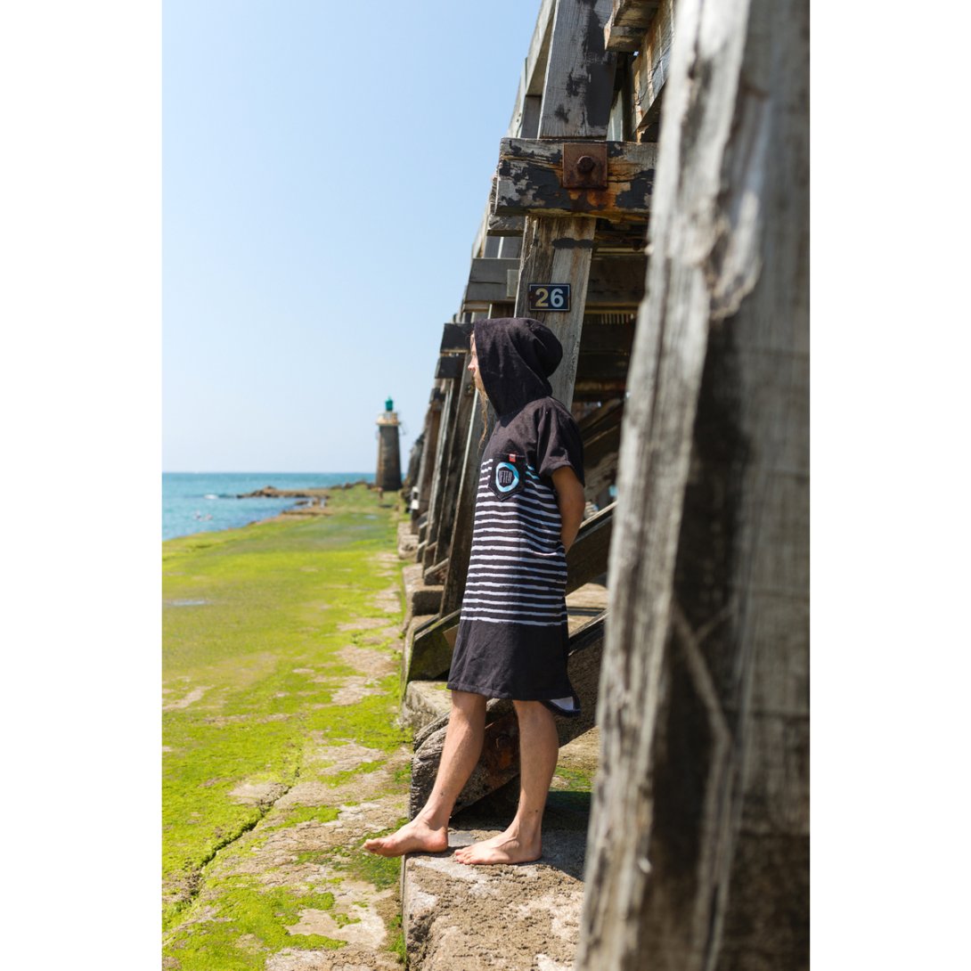 PONCHO AFTER SAILOR STRIPES BLACK