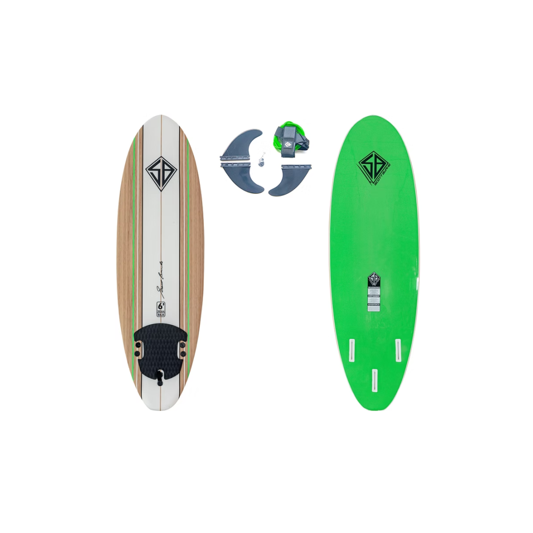 SCOTT BURKE SHORT 6'0" SOFTBOARD, ROUND TAIL, LEASH & LONGHERONI