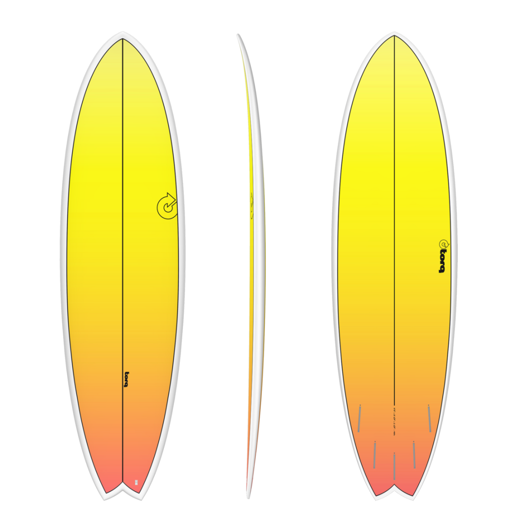 TORQ TET 6'10" FISH RETRO FADE YELLOW ORANGE 46LT