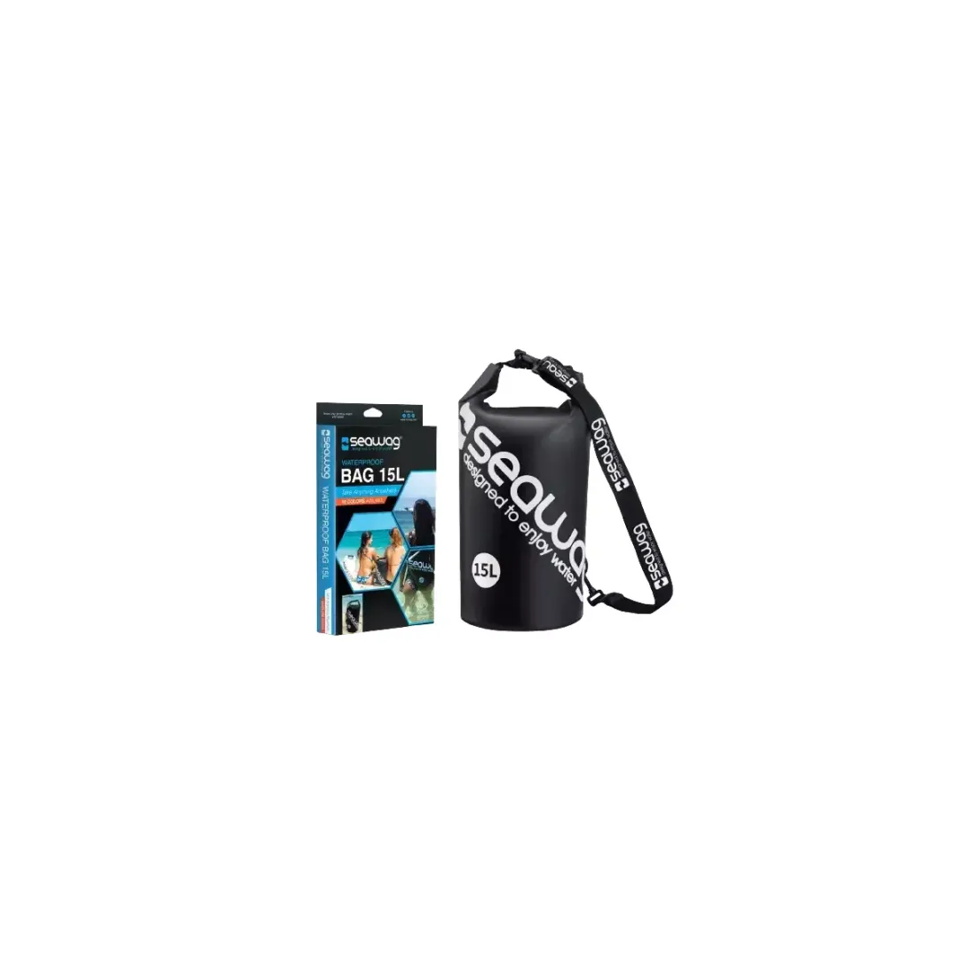 SEAWAG WATERPROOF BAG 15LT WITH STRAP END HANDLE BLACK/WHITE