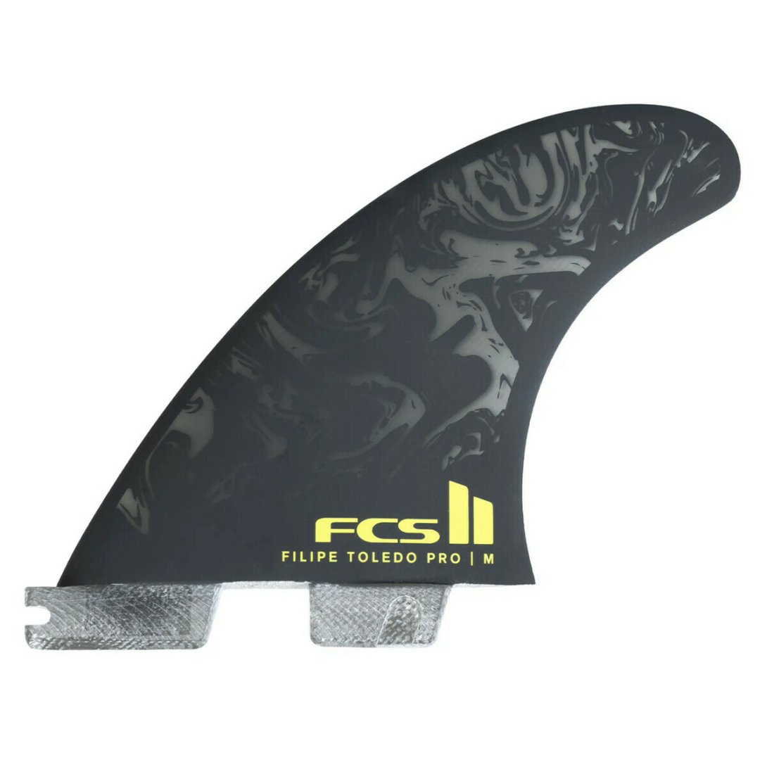 FCS II FELIPE TOLEDO PG LARGE BLACK/ACID TRI FINS NEW