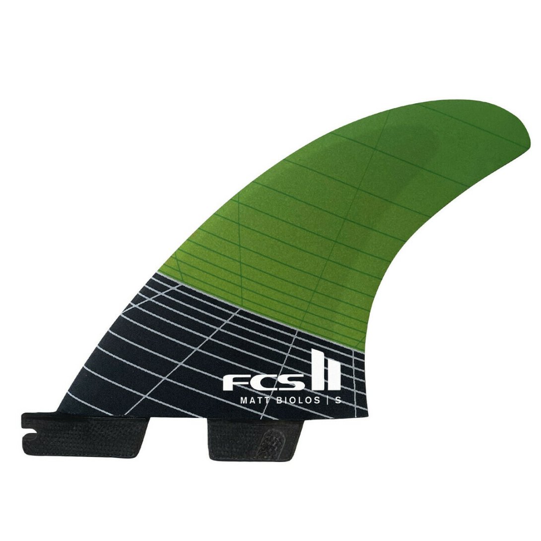 FCS II MATT BIOLOS PC CARBON SMALL GREEN TRI FINS NEW